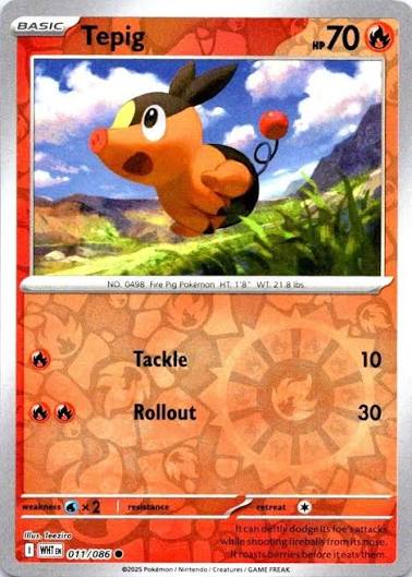 Tepig Reverse Holo #011 uit de Pokémon White Flare set