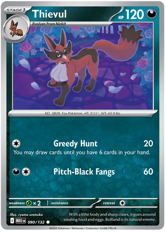 Thievul common kaart #090 uit de Pokémon Mega Evolution set