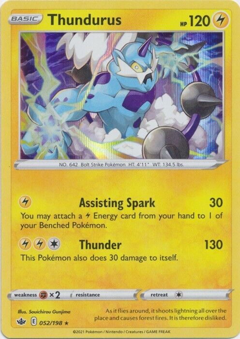 Thundurus holo Pokémon kaart 052/198 uit Chilling Reign set