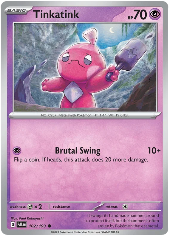 Pokémon Tinkatink #102 common kaart uit de Paldea Evolved set