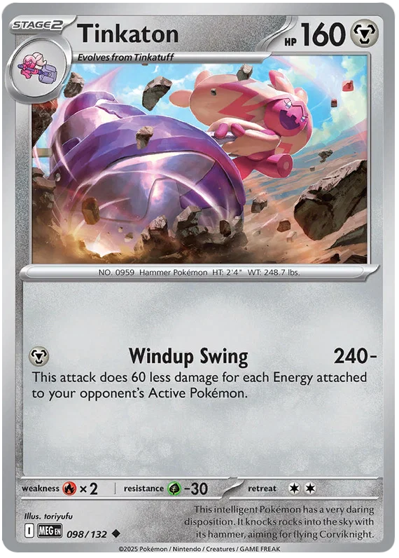 Tinkaton common Pokémon kaart nummer 098 uit de Mega Evolution set