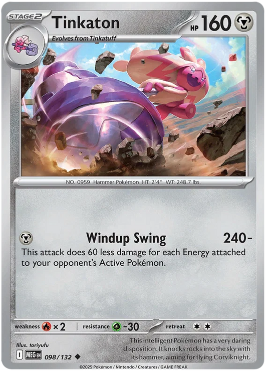 Tinkaton common Pokémon kaart nummer 098 uit de Mega Evolution set