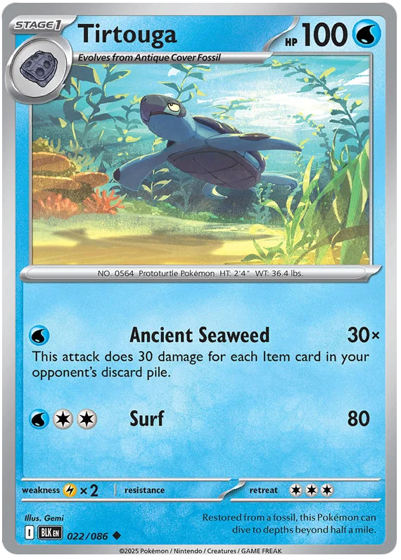 Tirtouga #022 common Pokemon kaart uit de Black Bolt set