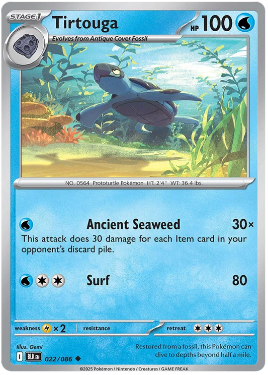 Tirtouga #022 common Pokemon kaart uit de Black Bolt set