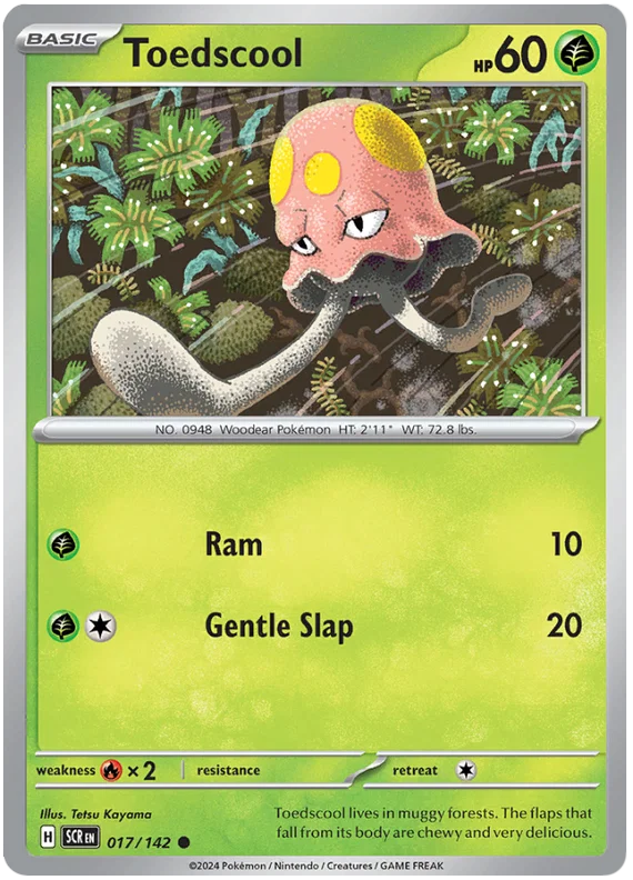 Pokémon Toedscool common kaart nummer 017 uit de Stellar Crown set