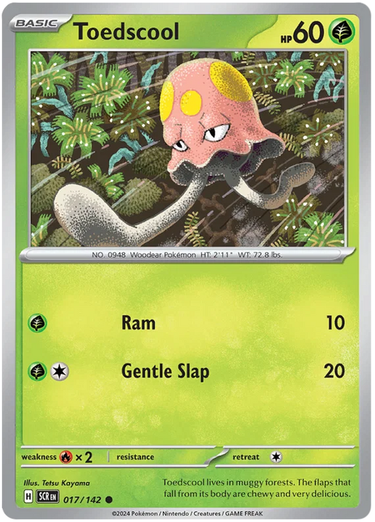 Pokémon Toedscool common kaart nummer 017 uit de Stellar Crown set