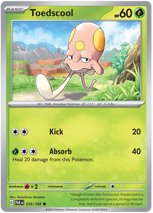 Toedscool common kaart #016 uit de Pokémon Paradox Rift set