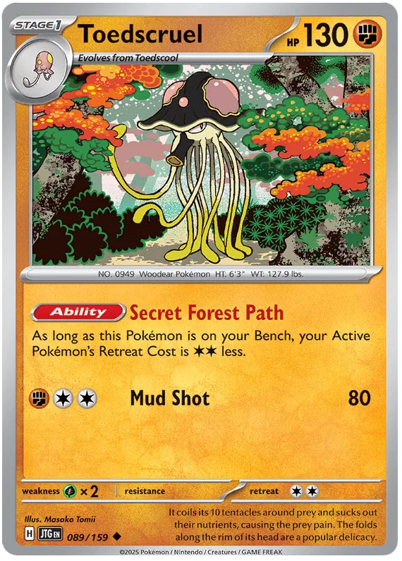 Pokémon Toedscruel #089 common kaart uit de Journey Together set