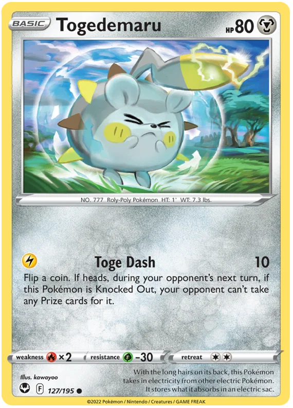 Togedemaru #127 common Pokémon kaart uit de Silver Tempest set