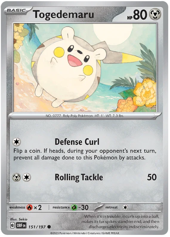Togedemaru #151 common kaart uit de Pokémon Obsidian Flames set