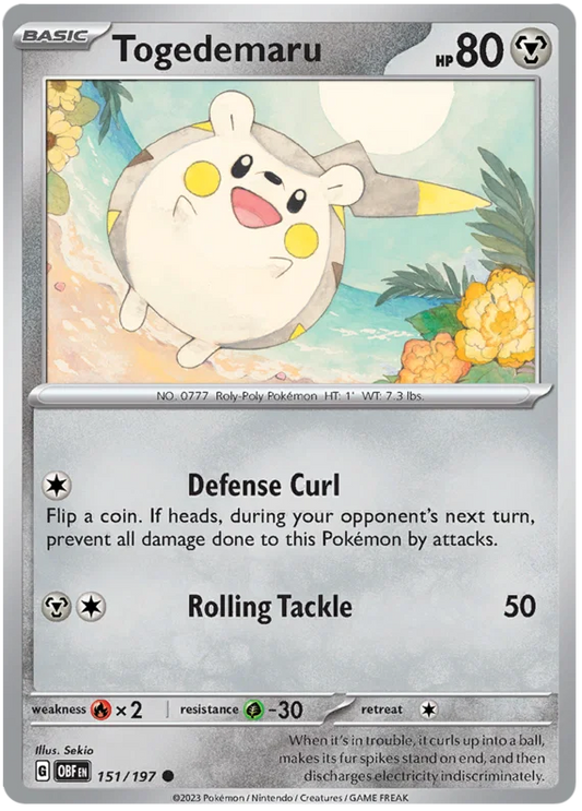 Togedemaru #151 common kaart uit de Pokémon Obsidian Flames set