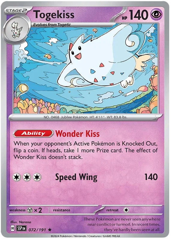 Togekiss Holo #072 Surging Sparks Pokémon kaart met glanzende holo-afwerking
