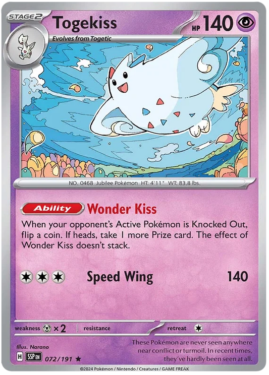 Togekiss Holo #072 Surging Sparks Pokémon kaart met glanzende holo-afwerking