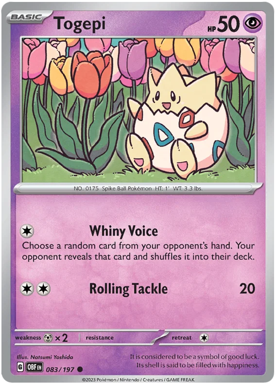 Togepi common kaart #083 uit de Obsidian Flames Pokémon set