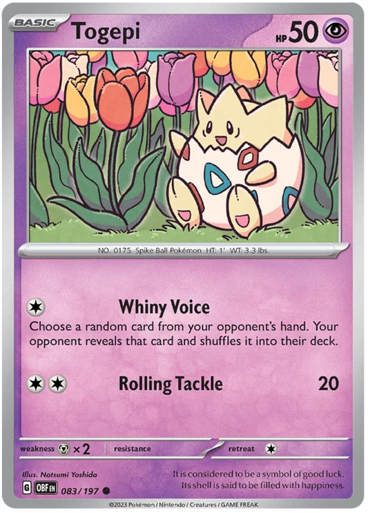 Togepi common kaart #083 uit de Obsidian Flames Pokémon set