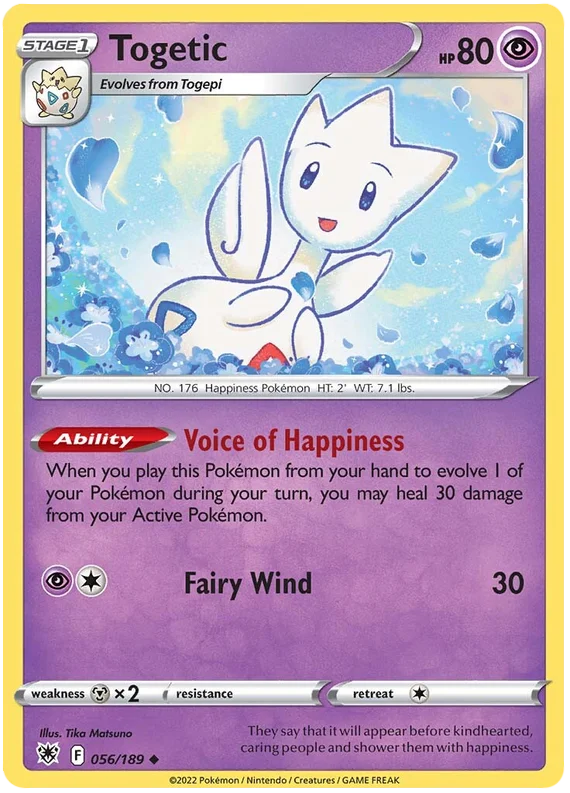 Togetic common kaart nummer 056/189 uit de Pokémon Astral Radiance set