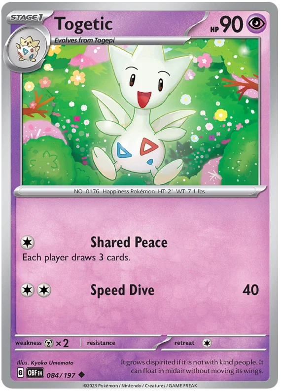 Togetic common kaart nummer 084 uit de Pokemon Obsidian Flames set