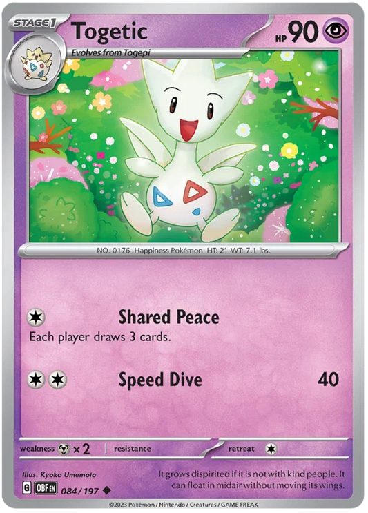 Togetic common kaart nummer 084 uit de Pokemon Obsidian Flames set