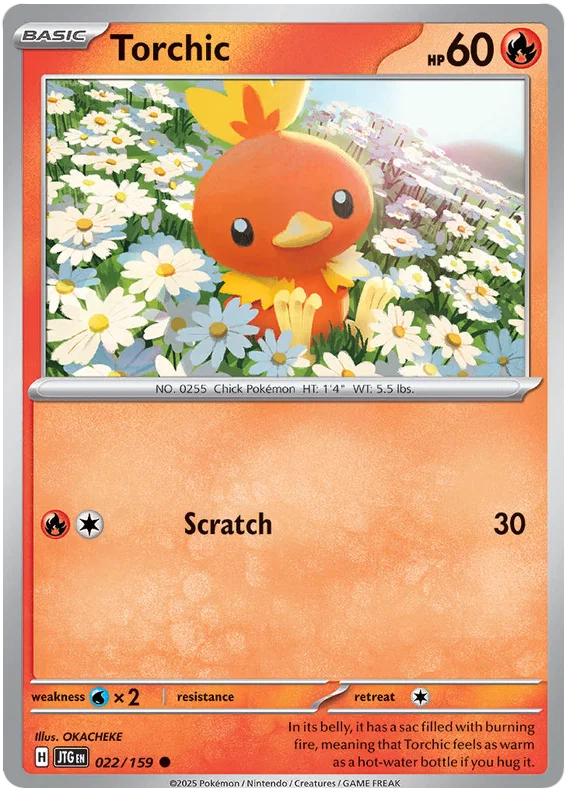 Pokémon Torchic #022 common kaart uit Journey Together set