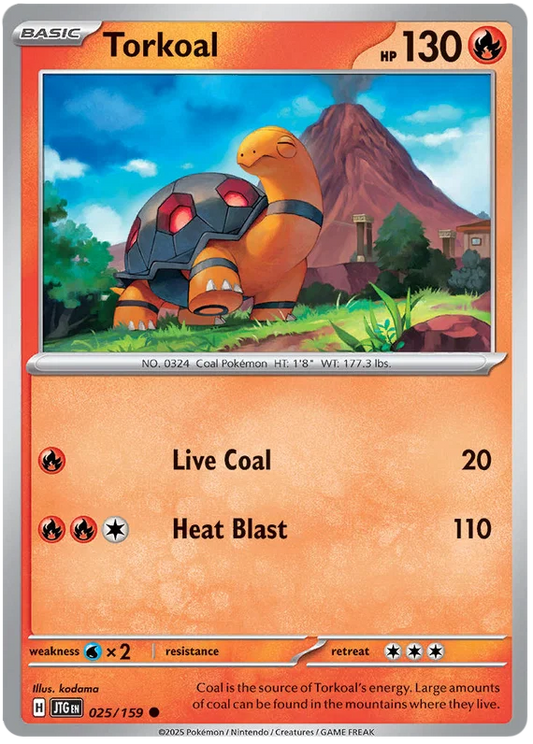 Pokémon Torkoal common kaart nummer 025 uit de Journey Together set