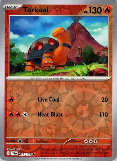 Pokémon Torkoal #025 Reverse Holo kaart uit de Journey Together set