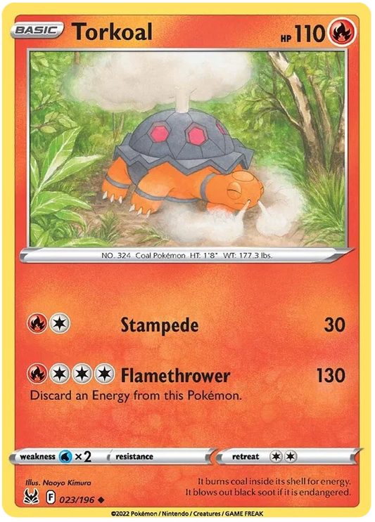 Torkoal common Pokémon kaart nummer 023/196 uit de Lost Origin set met 110 HP