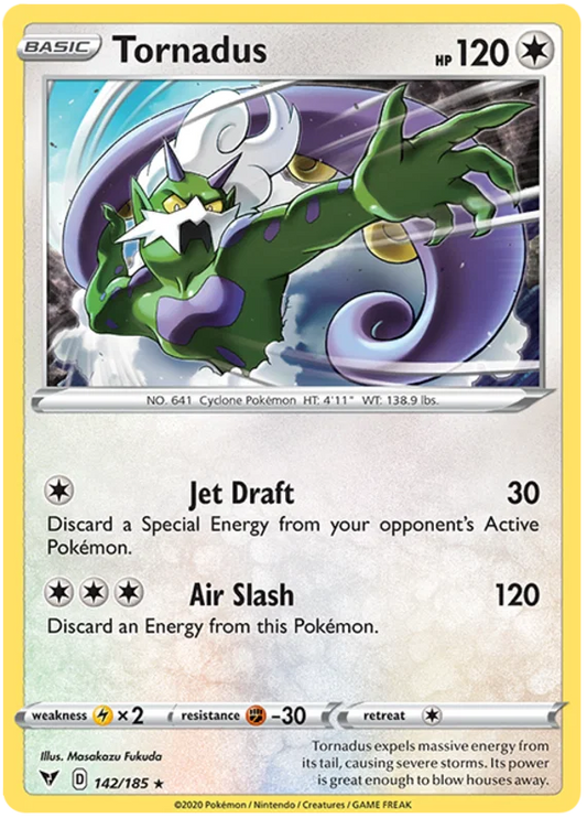 Tornadus Holo 142/185 Pokemon kaart uit Vivid Voltage met Air Slash aanval