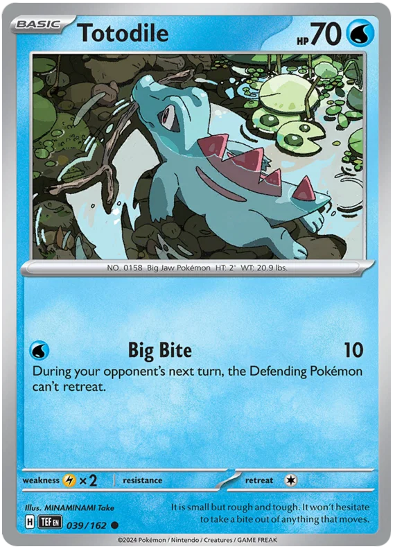 Totodile common Pokémon kaart nummer 039 uit de Temporal Forces set