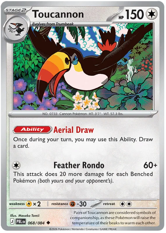 Pokemon Toucannon #068 common kaart uit de Pitch Black set