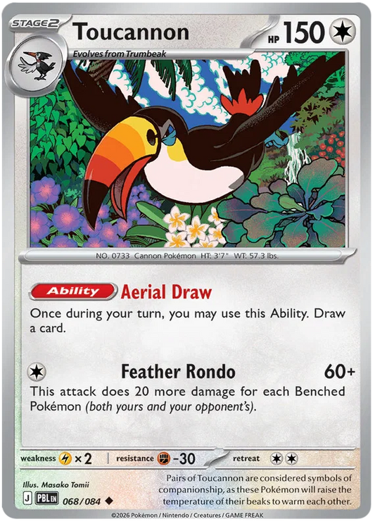 Pokemon Toucannon #068 common kaart uit de Pitch Black set