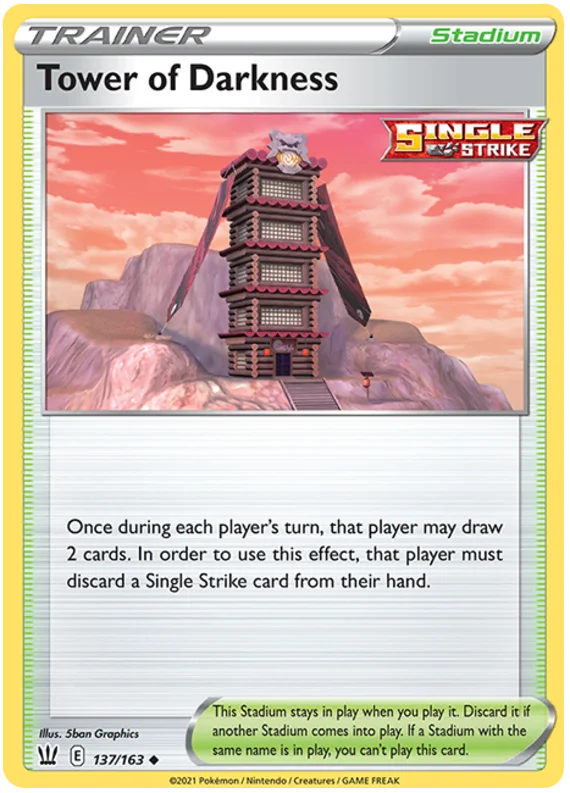 Pokémon Tower of Darkness stadium trainerkaart #137/163 uit Battle Styles