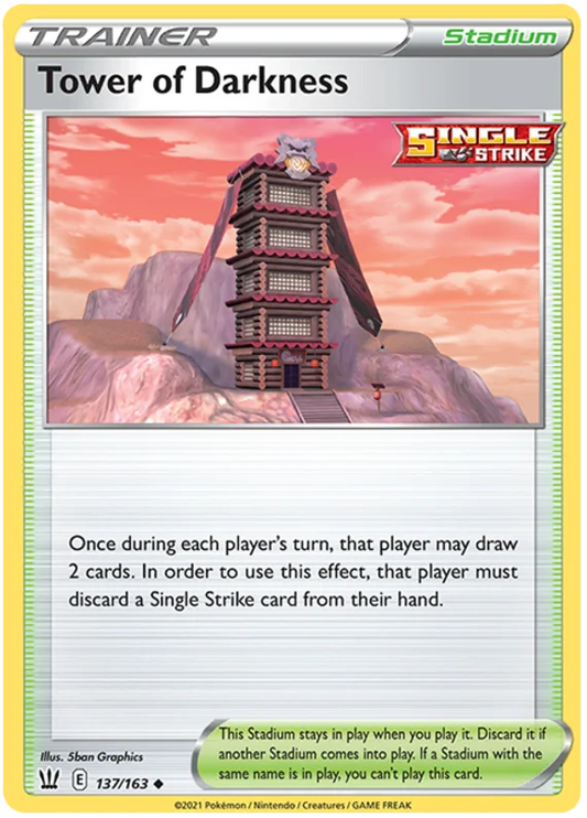 Pokémon Tower of Darkness stadium trainerkaart #137/163 uit Battle Styles