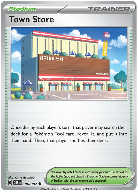 Pokémon Town Store #196 common kaart uit de Obsidian Flames set