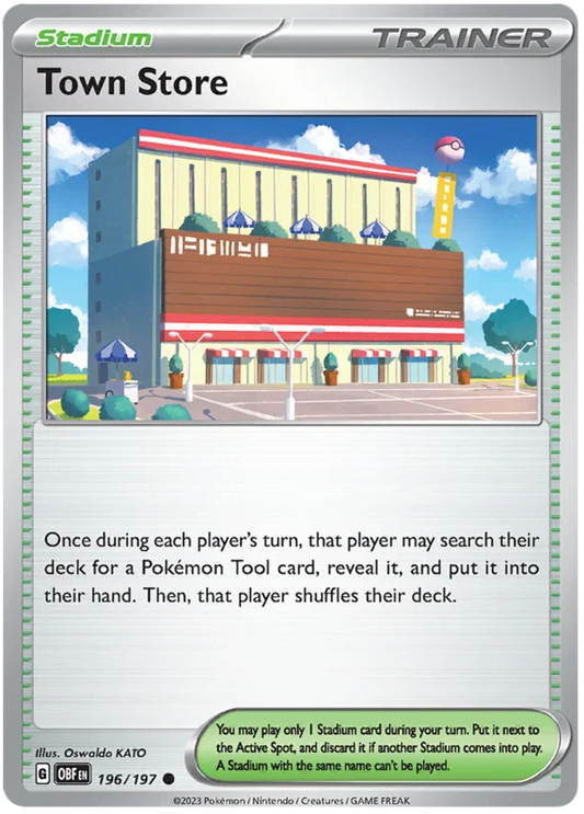 Pokémon Town Store #196 common kaart uit de Obsidian Flames set