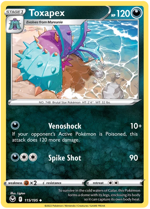 Toxapex common kaart #115 uit de Pokémon Silver Tempest set