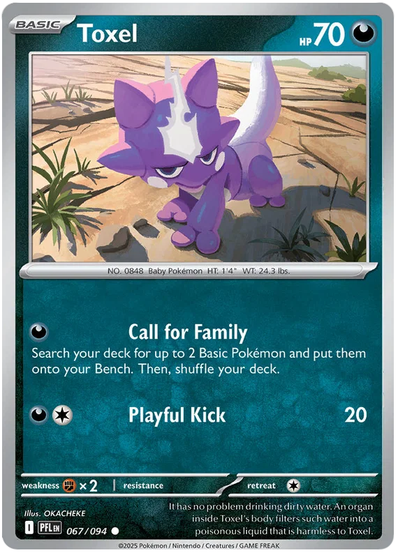 Toxel common kaart nummer 067 uit de Pokémon set Phantasmal Flames