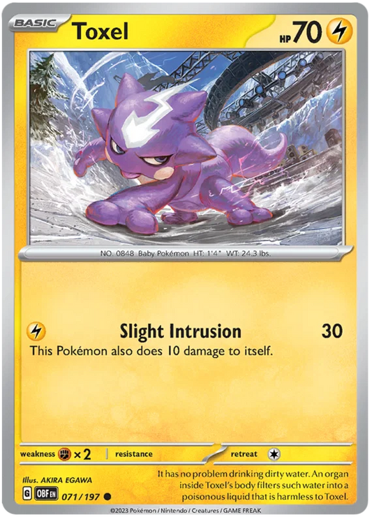 Toxel common kaart #071 uit de Pokémon Obsidian Flames set
