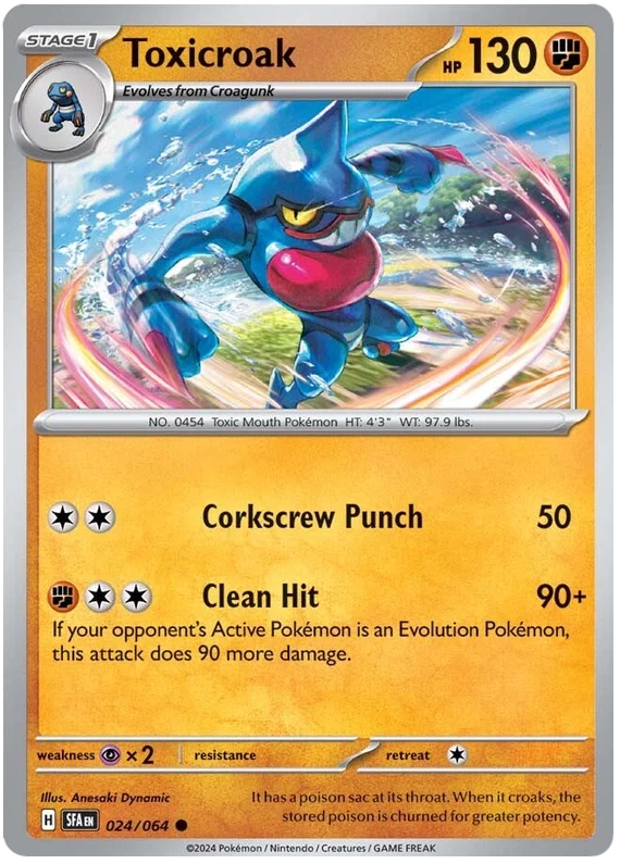 Toxicroak common kaart #024 uit de Pokémon Shrouded Fable set