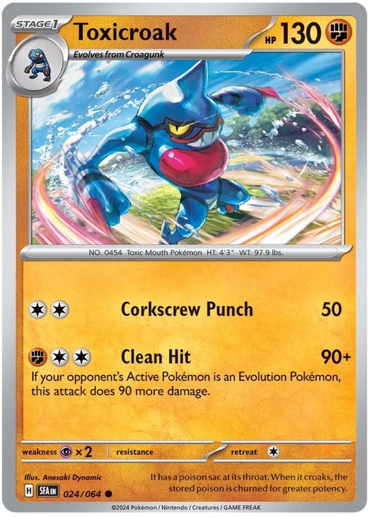 Toxicroak common kaart #024 uit de Pokémon Shrouded Fable set