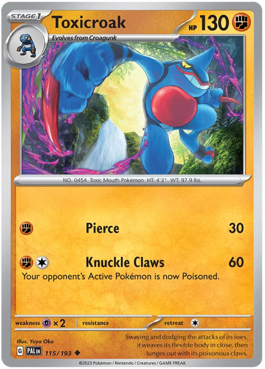 Toxicroak common kaart #115 uit de Pokémon Paldea Evolved set