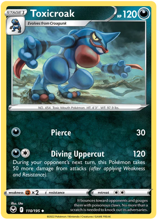 Toxicroak common Pokémon kaart nummer 110 uit de Silver Tempest set