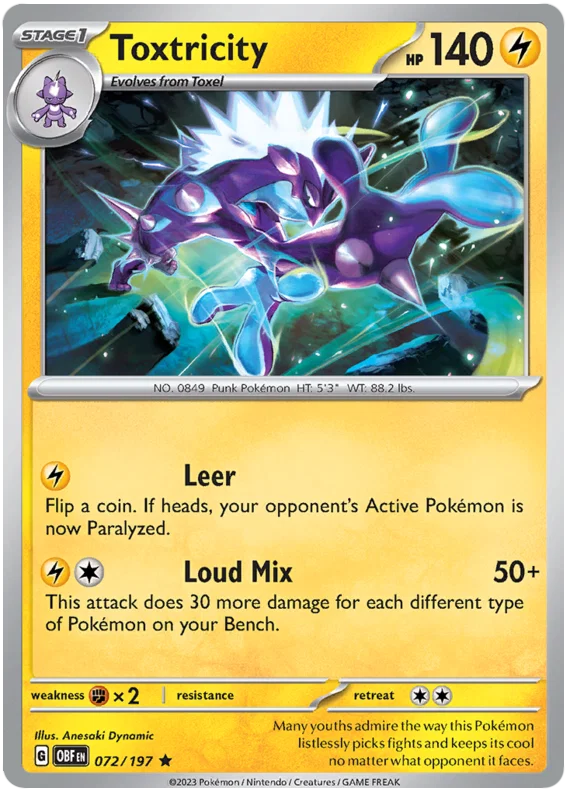 Pokémon Toxtricity Holo kaart #072 uit de Obsidian Flames set
