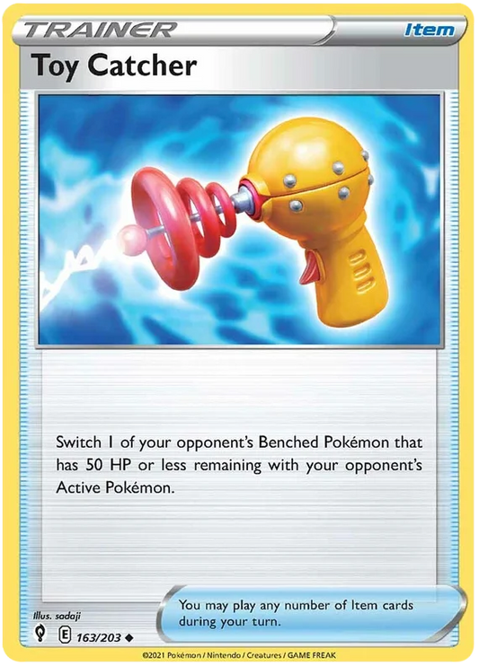 Toy Catcher trainer kaart uit Pokémon Evolving Skies, nummer 163/203