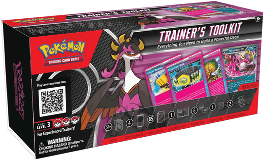 Pokémon Trainer's Toolkit 2025 box met Fezandipiti ex en accessoires voor het Pokémon TCG kaarten spel
