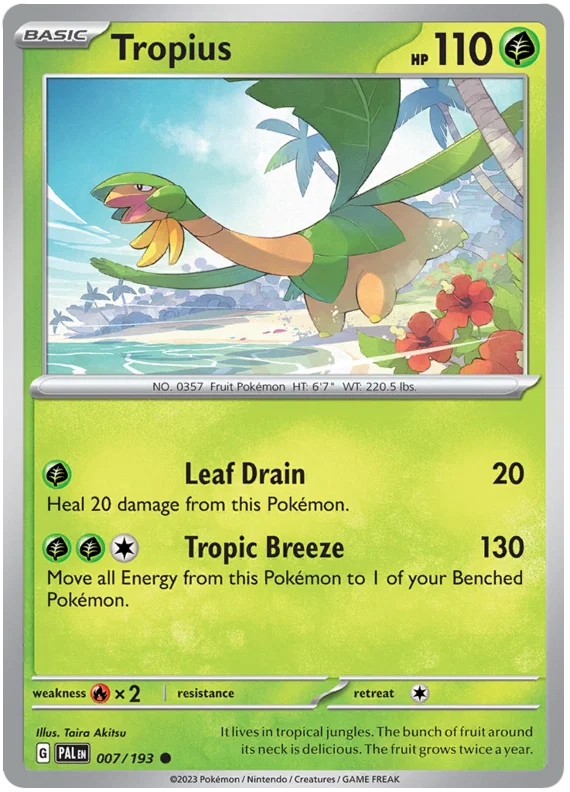 Tropius #007 common Pokémon kaart uit de Paldea Evolved set