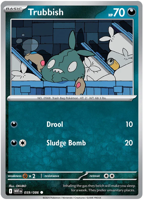 Trubbish common kaart #059 uit de Pokémon White Flare set