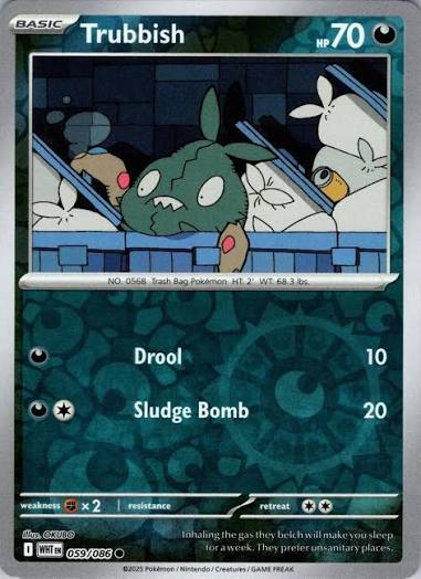 Pokémon Trubbish #059 reverse holo kaart uit de White Flare set