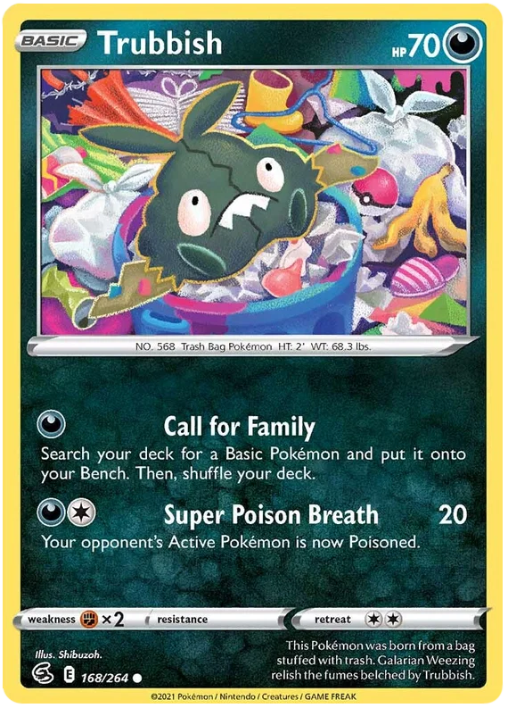 Pokémon Trubbish #168/264 common kaart uit Fusion Strike