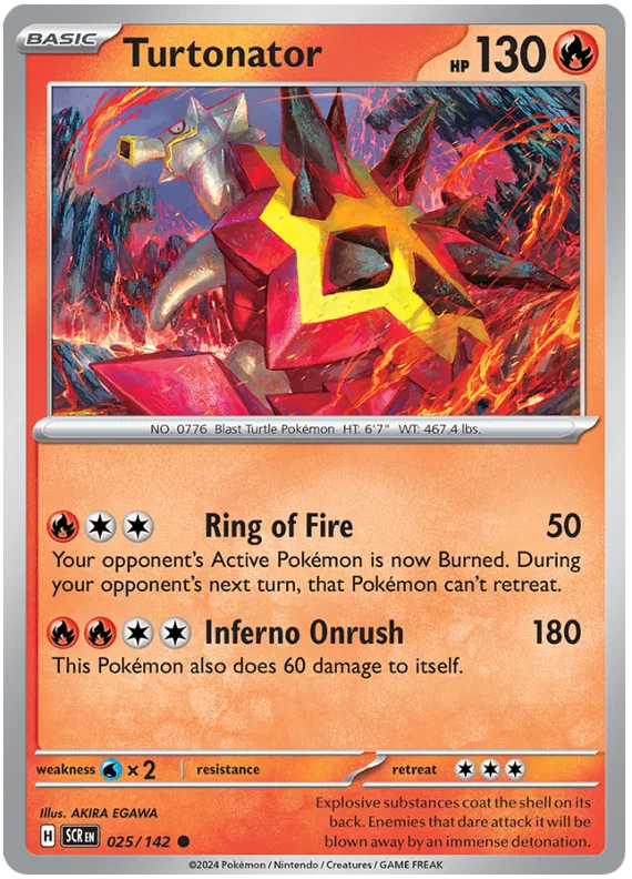 Turtonator common kaart #025 uit de Pokémon Stellar Crown set