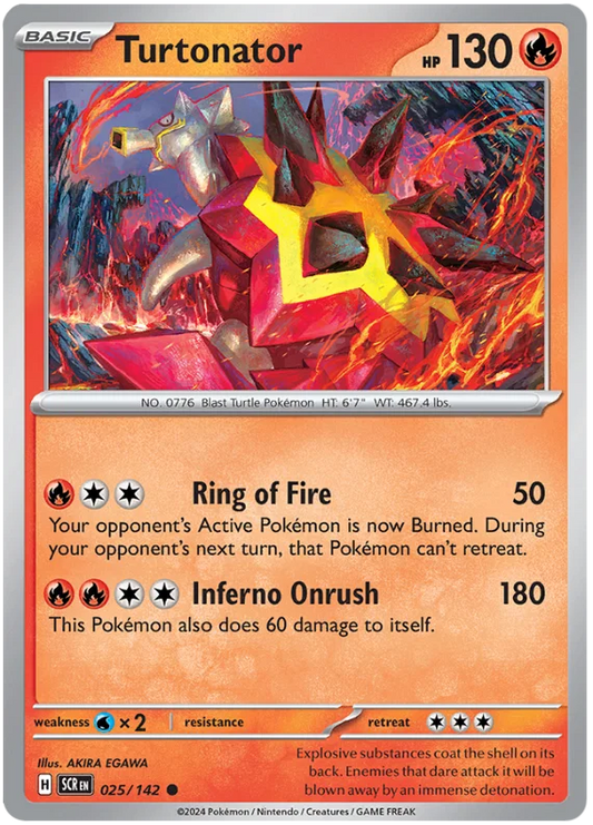 Turtonator common kaart #025 uit de Pokémon Stellar Crown set